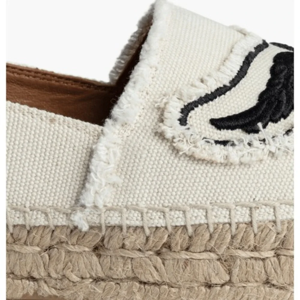 Zadig & Voltaire Canvas Espadrille‎ Slip on Flat, Cream/Black, Size 11, NWOT - Picture 10 of 16